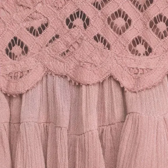 Free People Adella Cami Mauve Pink Lace Ruffle Tank Top Women’s Size M - Picture 3 of 6